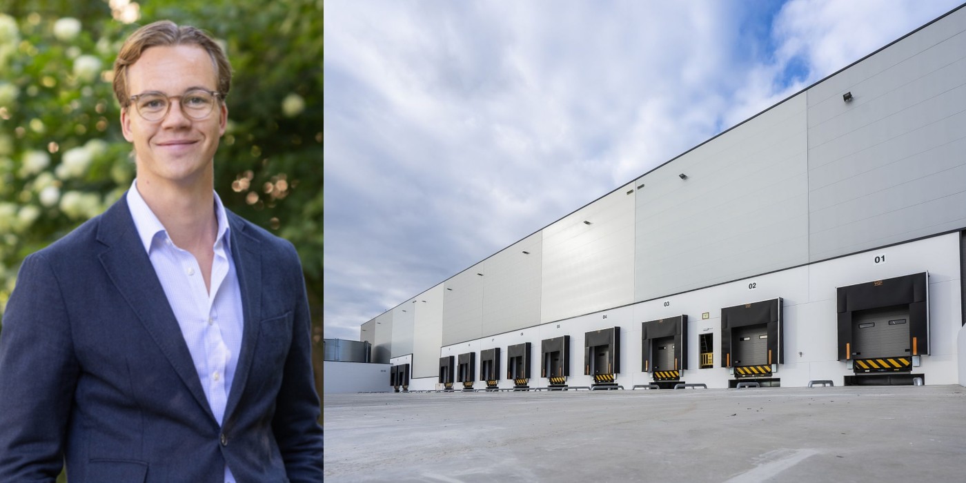 Jesper Warén and one of the logistics parks acquired by the Saga JV.