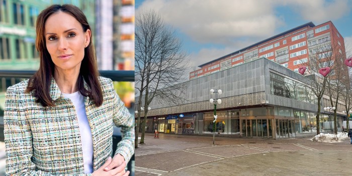 Sofia Folstad and the property Tellus 4 in Södertälje.