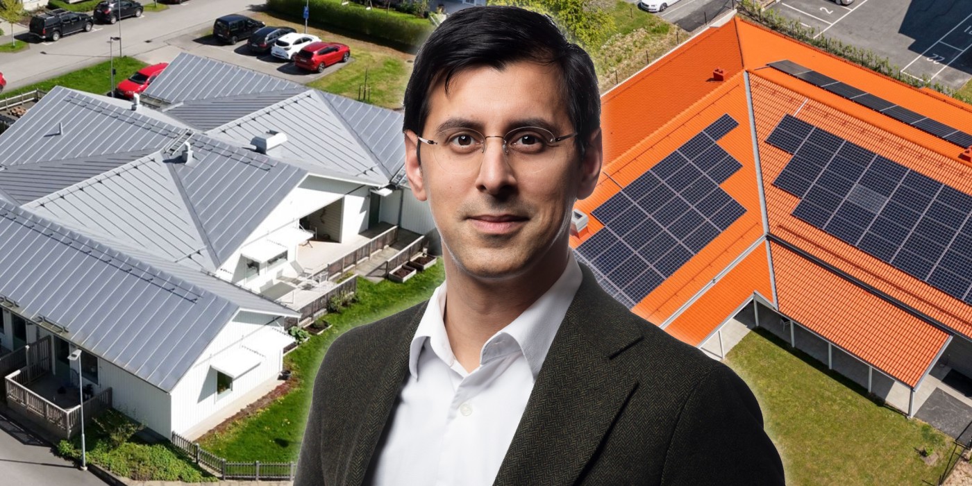 Martin Malhotra in front of the acquired properties. The image is a montage.