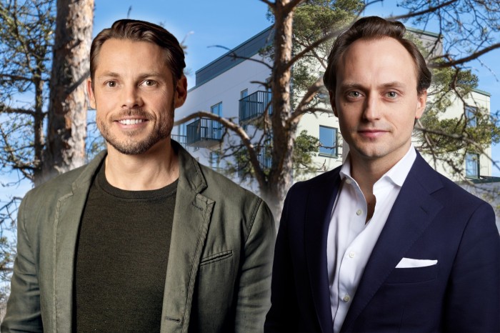 Jonas Jonsson and Erik Körner in front of Blick Living. The image is a montage.