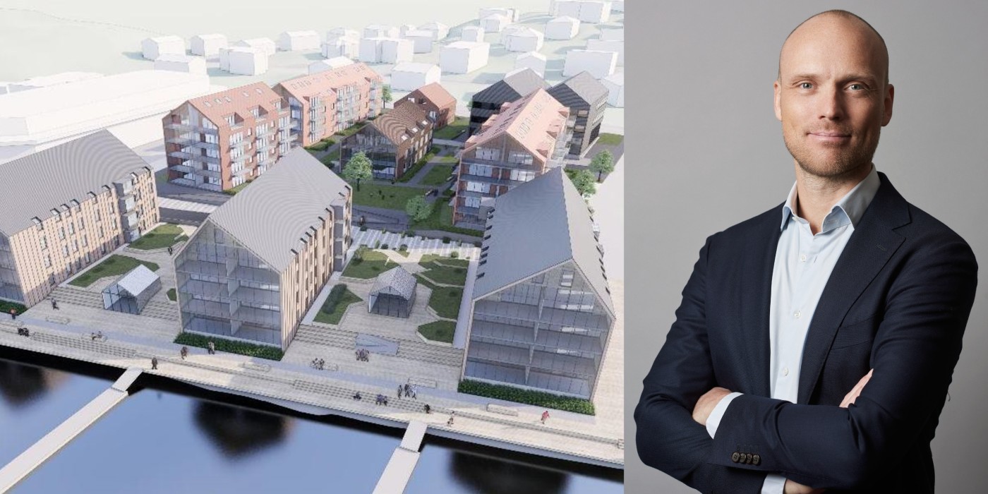 Klövern's CEO Mathias Wallestam and the project in Fiskebäck in Gothenburg.