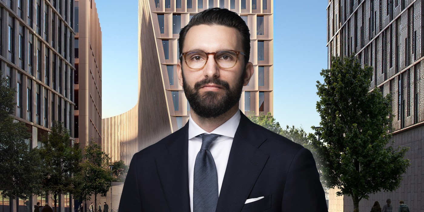 Alexander Wijkman in front of Mellom. The image is a montage.