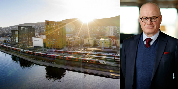 The sold office property in Drammen, and Bård Bjølgerud, CEO of Pangea Property Partners.