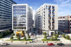 The office building, to the left, has been sold to Oslo Pensjonsforsikring.